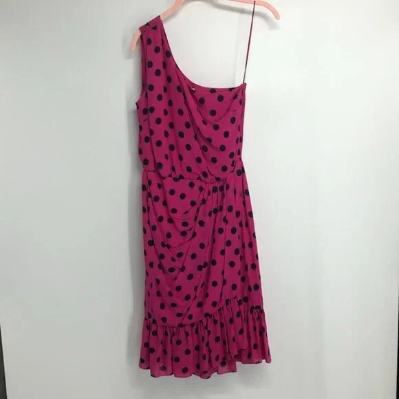 NWT Derek Lam 10 Crosby Taula Polka Dot One-Shoulder pink Dress  size 0 - Picture 5 of 15